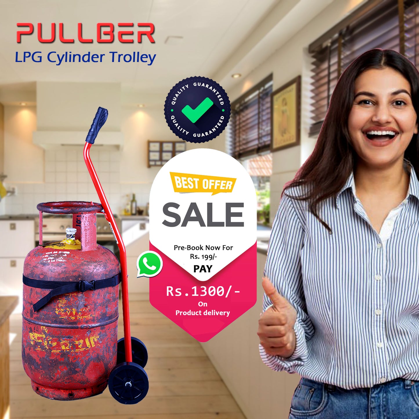 PULLBER EasyRoll Gas Cylinder Trolley - Effortless and Safe LPG Cylinder Handling for Everyone