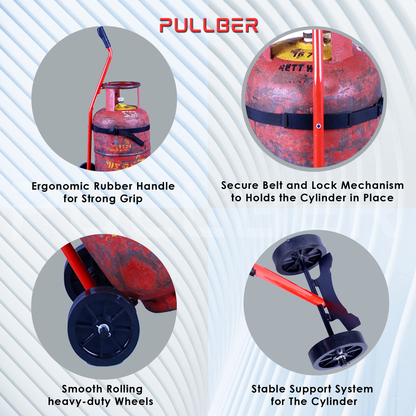 PULLBER EasyRoll Gas Cylinder Trolley - Effortless and Safe LPG Cylinder Handling for Everyone